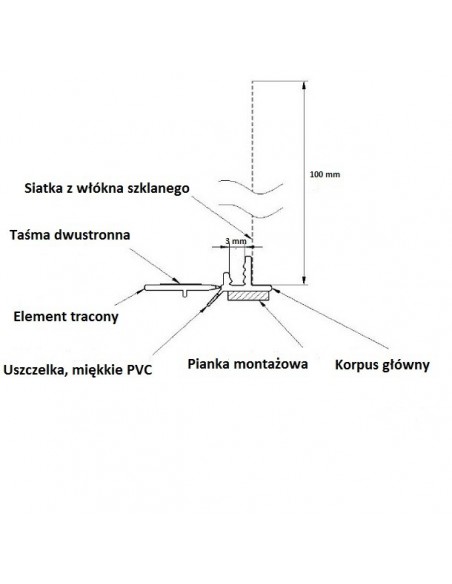 Przyokienna 3 mm PVC deska s mřížky světle šedá 250 cm
